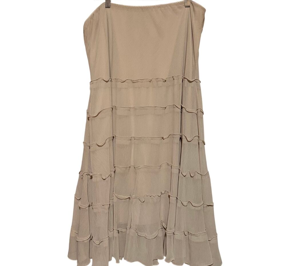 Studio 1940 Women's Beige Tiered Maxi Skirt Elastic Waist Size 22/24W